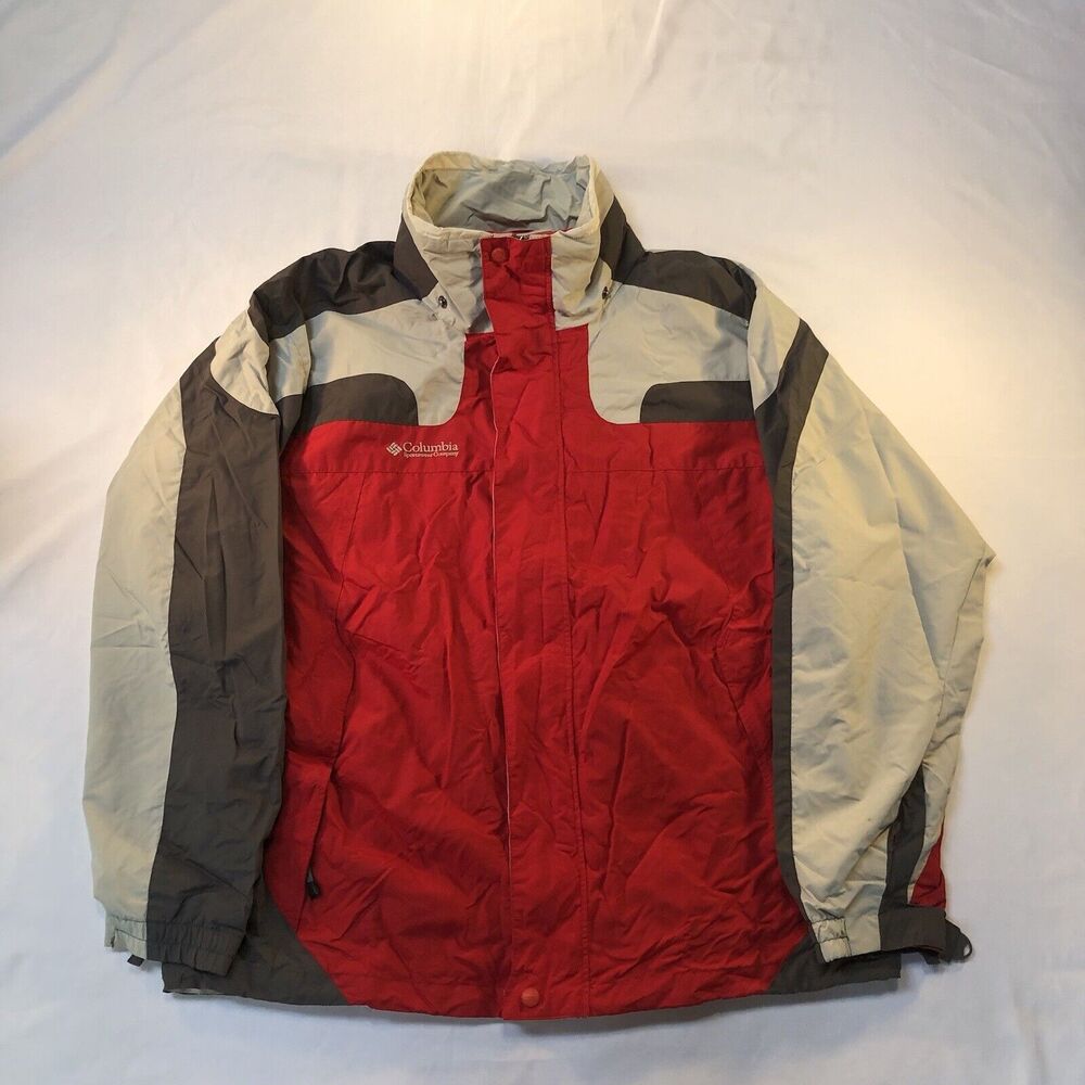 Columbia Jacket Men's L Red Core Interchange Waterproof Rain Coat Outdoors